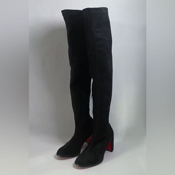 Christian Louboutin Black Stretchadoxa Botta Alta Suede Boots size 37 - Picture 6 of 16